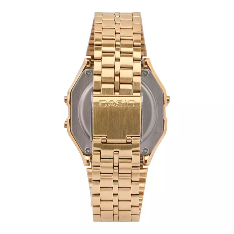 Jam Tangan Pria Casio General A158WEGV-9ADF A158 Digital Dial Gold Stainless Steel Strap