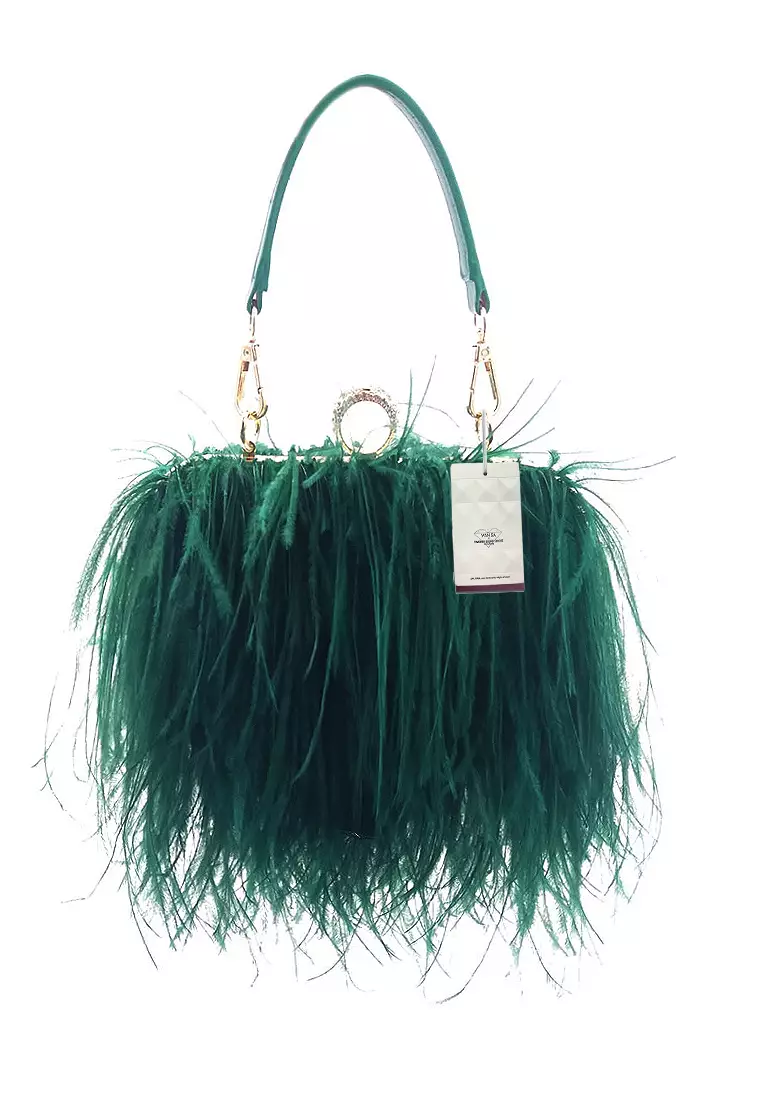 VANSA Trendy Ostrich Feather Clutch Bag VBW Ch9527