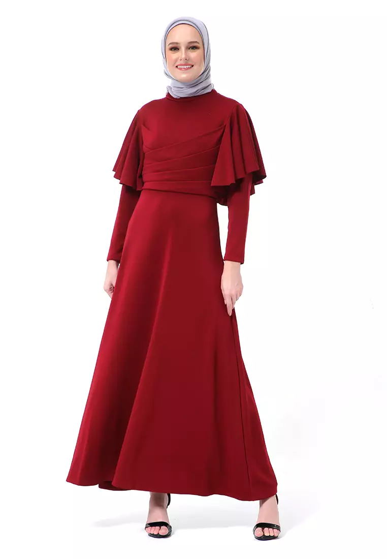 Zeta Dress Fashion Muslimah Wanita Long Sleeve Style Basic Relaxed Fit - Maroon