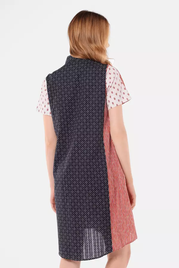 MINIMAL - Nastira - Dress Katun Motif Etnik - Red Colour Red