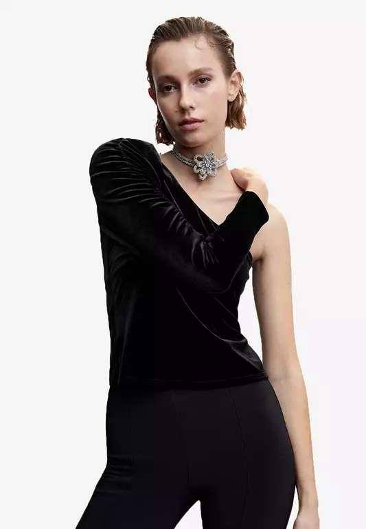 Asymmetrical Velvet Top