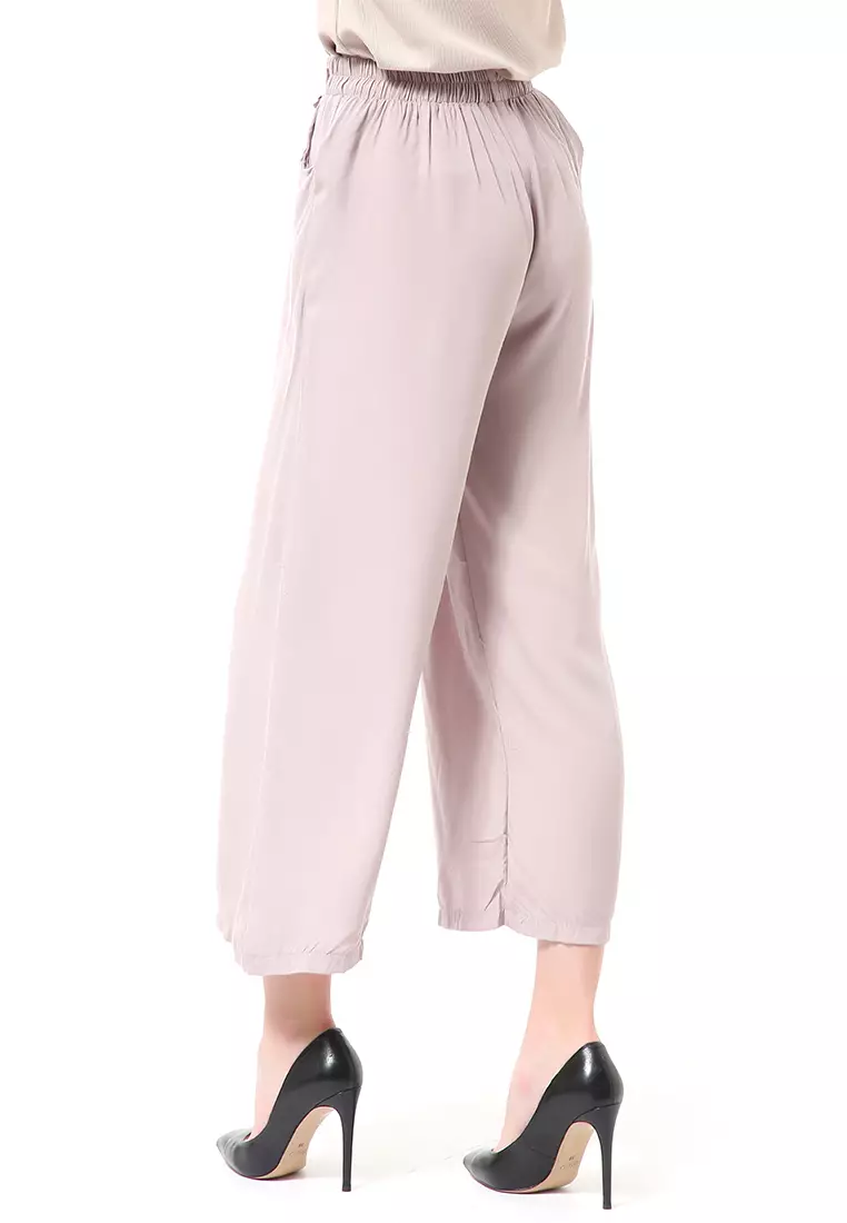 Stella Celana Panjang Casual Wanita Kulot Loose Pants Homewear Material Rayon ORIGINAL - Gray