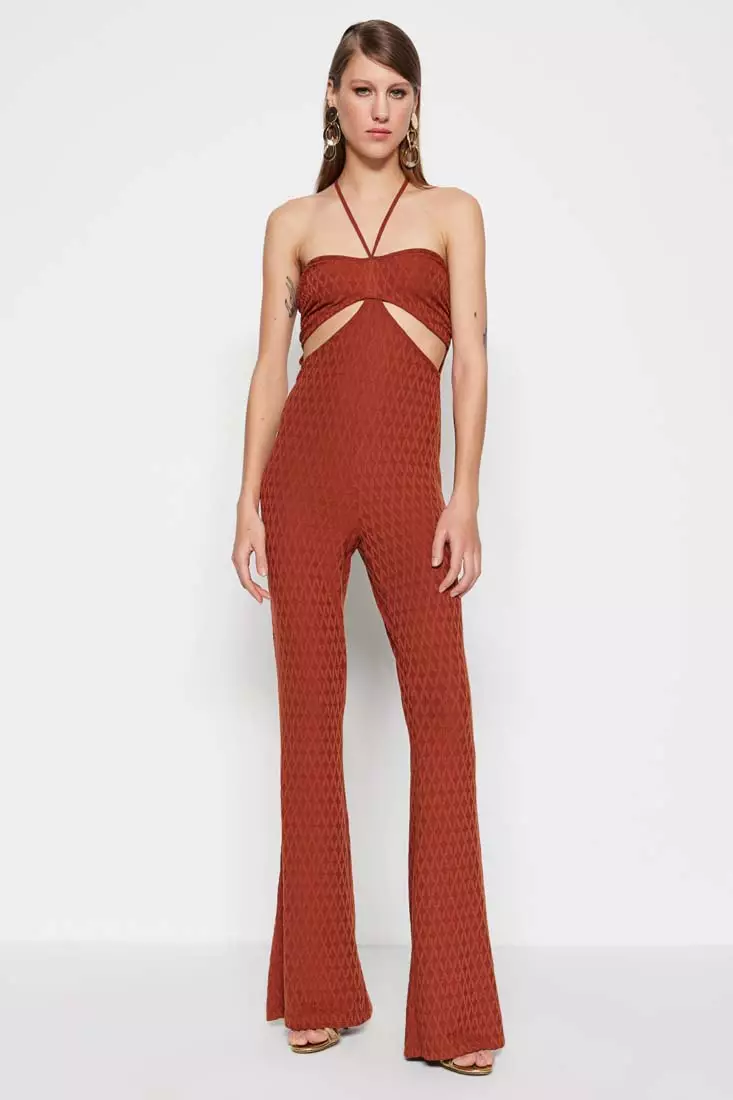 Order Red Jumpsuit with Cut-out Online