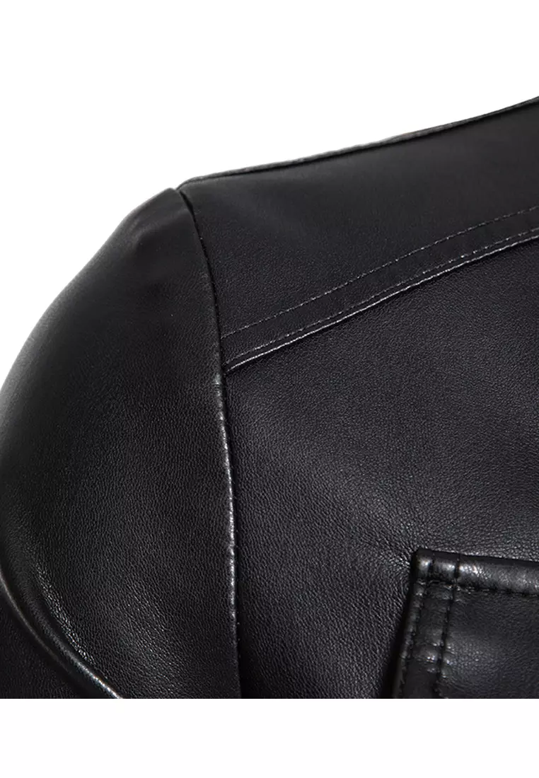 Lapel Faux Leather Biker Jacket MJ6602