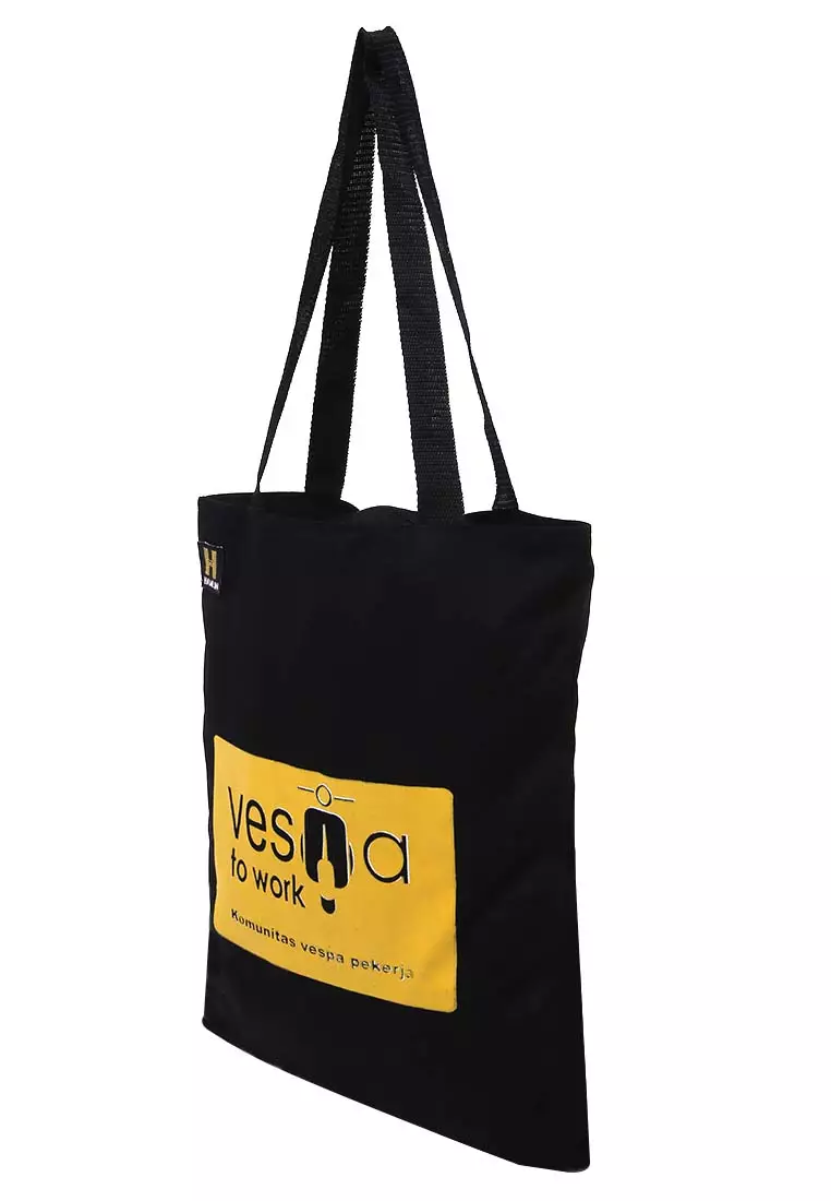 Erico Totebag Pria Vespa To Work Tas Jinjing Kasual Material Drill ORIGINAL - Black