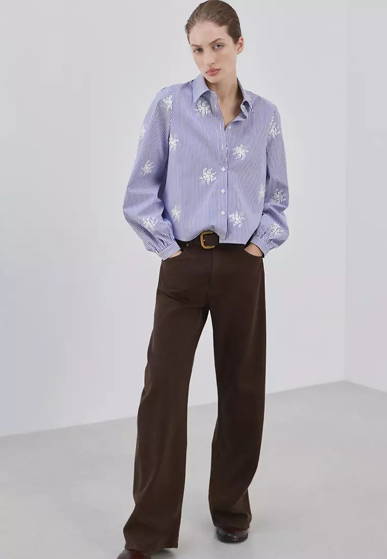 Embroidery Striped Shirt