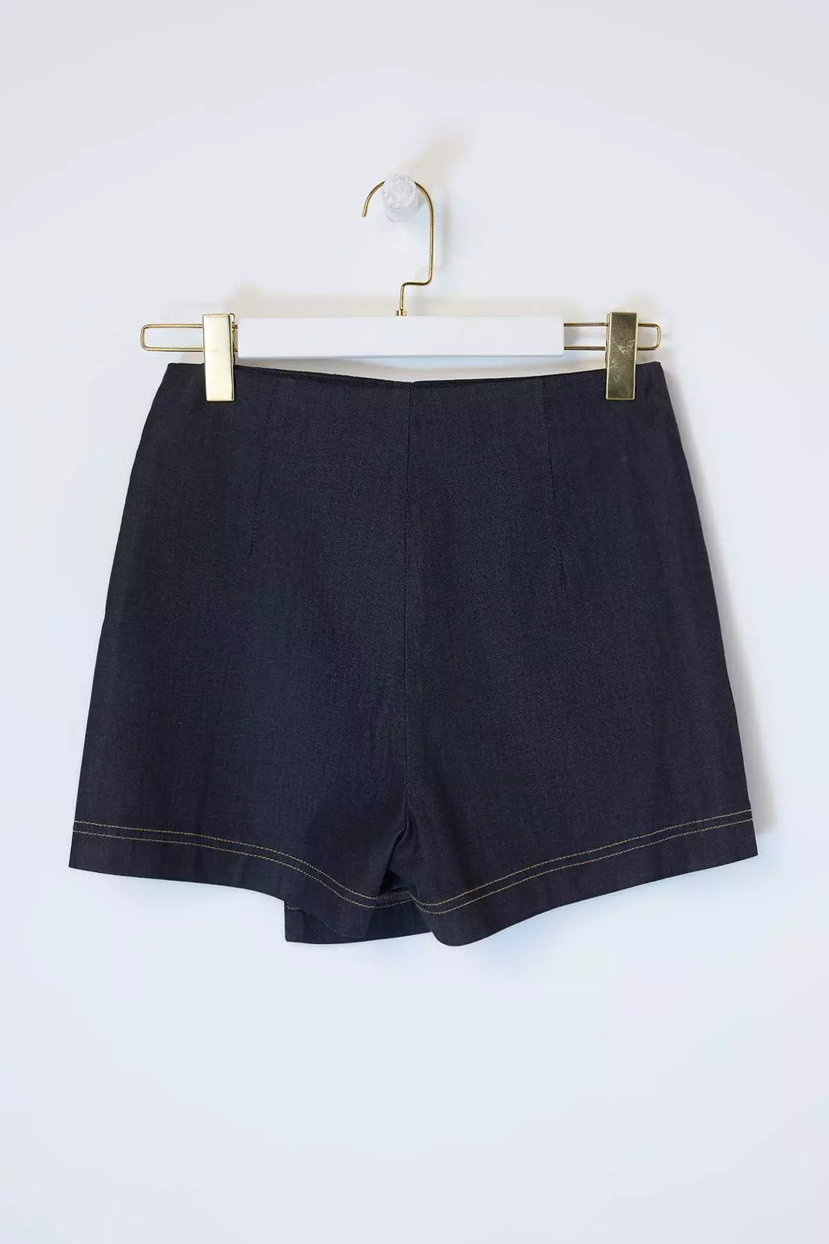 Dark Blue Accessory Detailed Extra Flexible Denim Short Skirt Twoss26Sr3