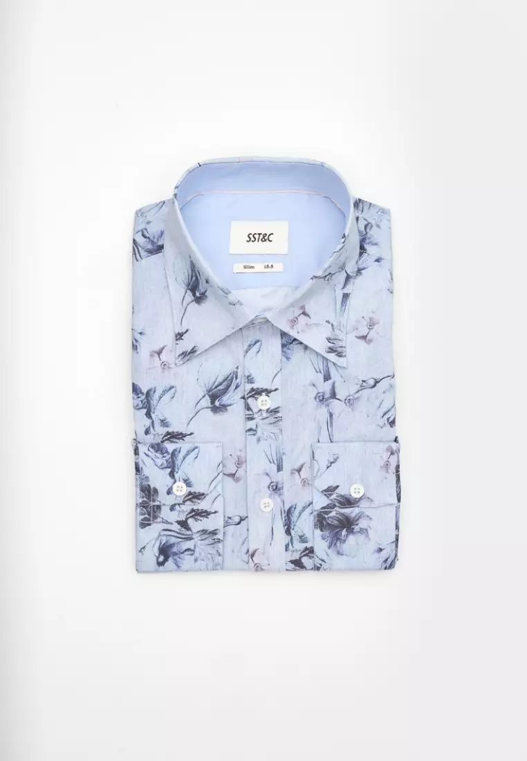 Deep Purple Floral Slim Fit Shirt