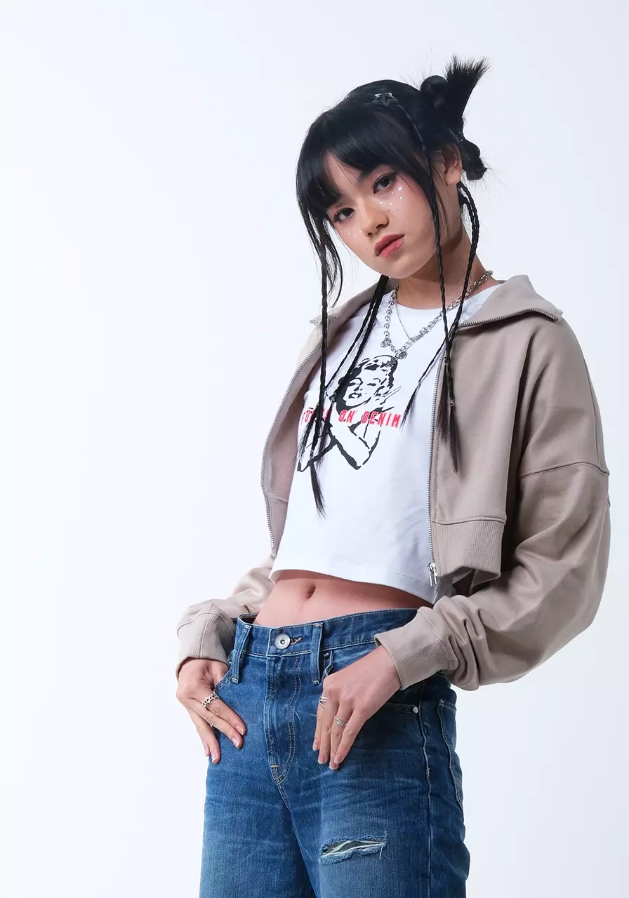 Jaket Wanita Cropped Mia Khaki