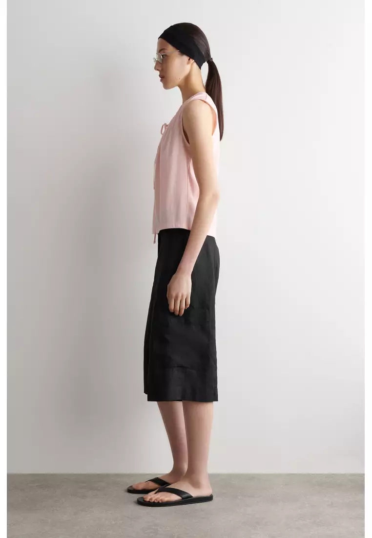 GATHERED-NECK JERSEY TANK TOP