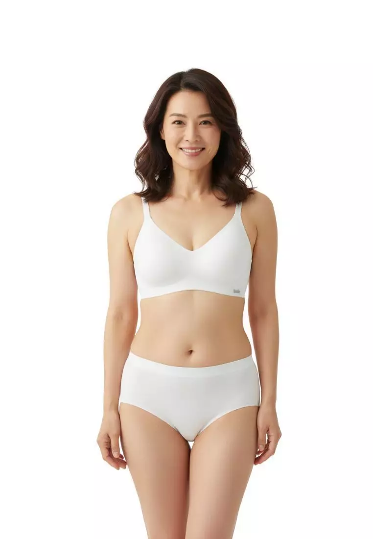 Special Bundle Premium Melanie Seamless Wireless Padded Support Bra in White and Dayana Panty in White