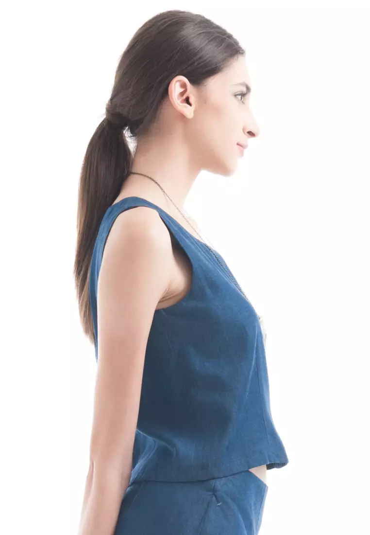 Sleeveless Denim Blouse