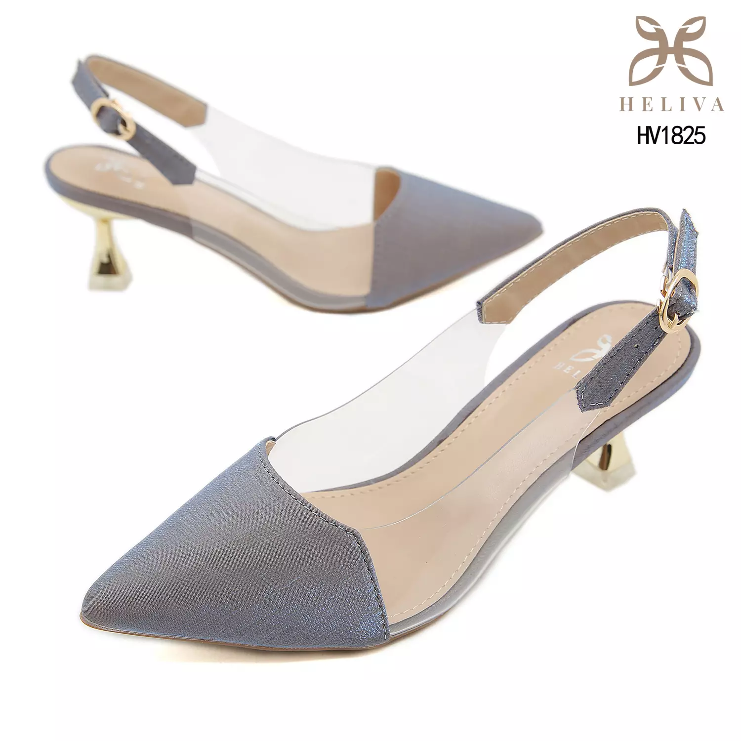 Heliva Raisa High Heels Crystal Satin Sling Back Sol 5.5cm