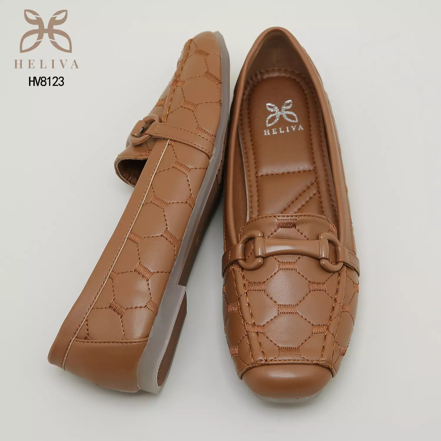 Heliva Abby Sepatu Loafers Slip On Monogram Horsebit