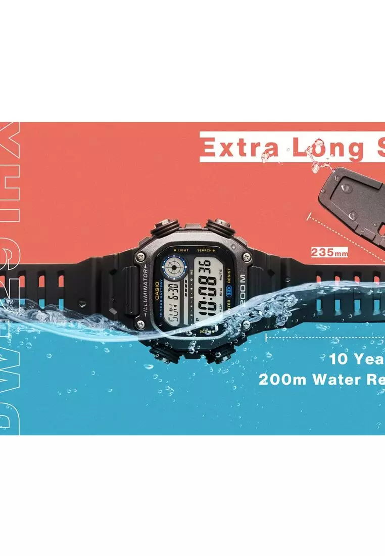 Men's Digital Watch DW-291HX-1AV Black Resin Band Watch for men