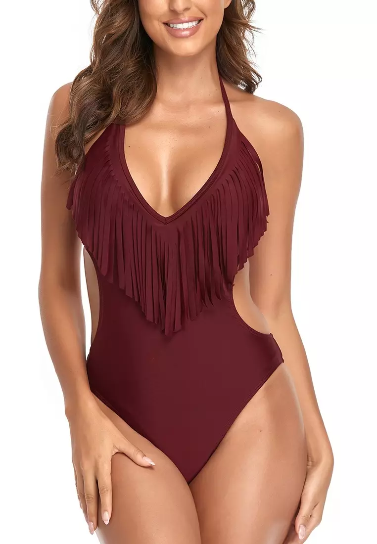 Maroon swimsuit one piece on sale