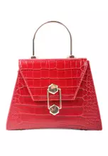Accessorize London Women's Faux Leather Burgundy Gemma croc handheld  Satchel Bag