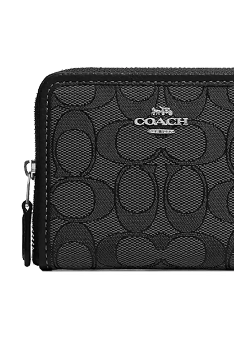Buy Coach Coach Small Zip Around Wallet In Signature Jacquard Smoke