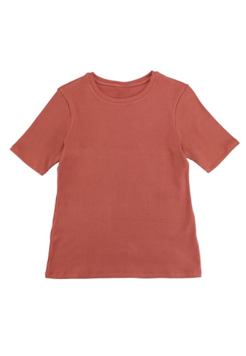 POP Shop orange Ladies' Basic Textured Knit T-Shirt CCA29AA84447A0GS_1