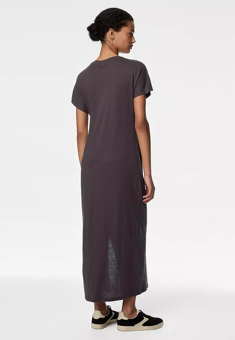 Jersey Ruched Midi Column Dress