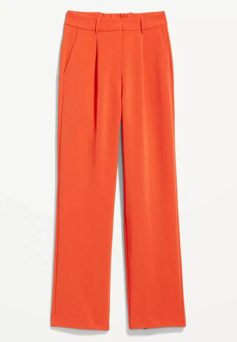 Extra High-Waisted Pleated Taylor Wide-Leg Trouser Suit Pants For Women