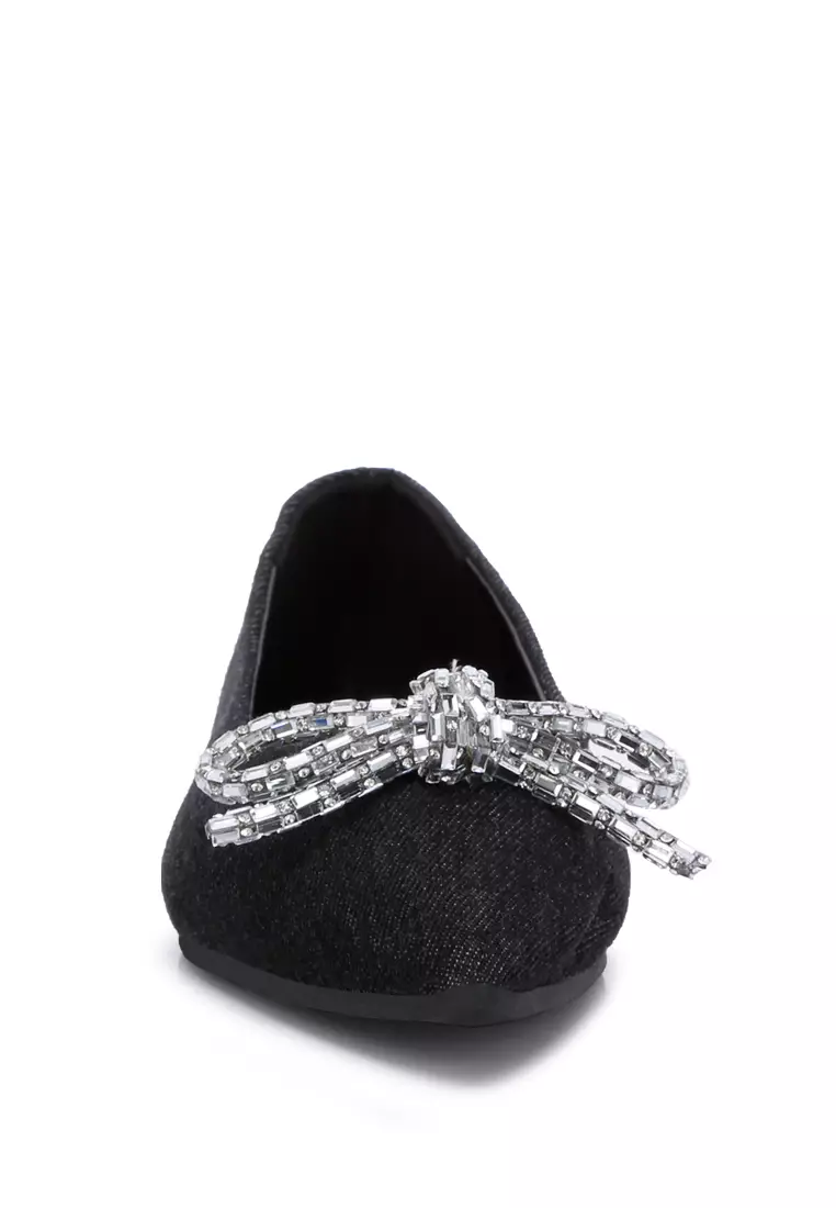 Black Bow Detail Ballet Flats