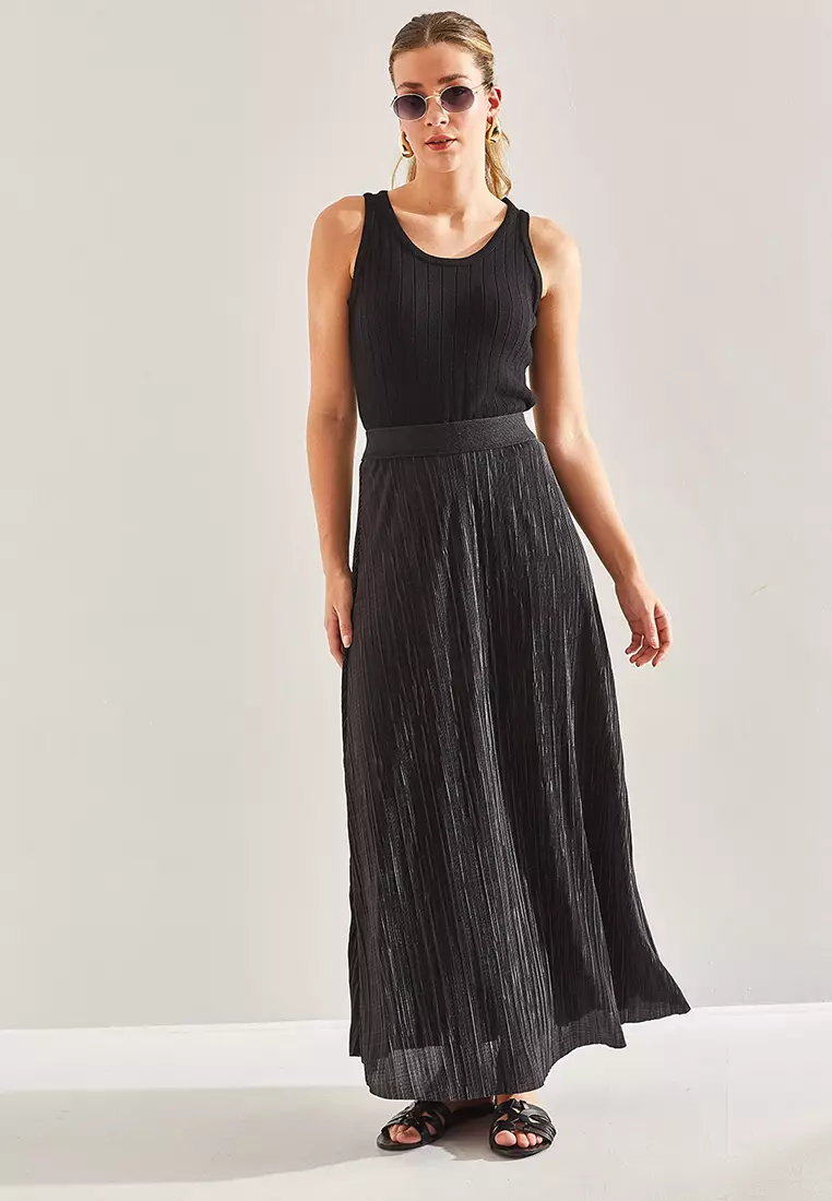 Lurex Elastic Maxi Skirt