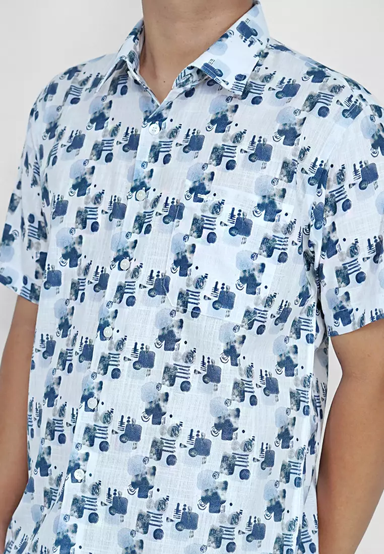 Crocodile CICO 2033 Blue - Men Shirt Kemeja Lengan Pendek - Relax Fit