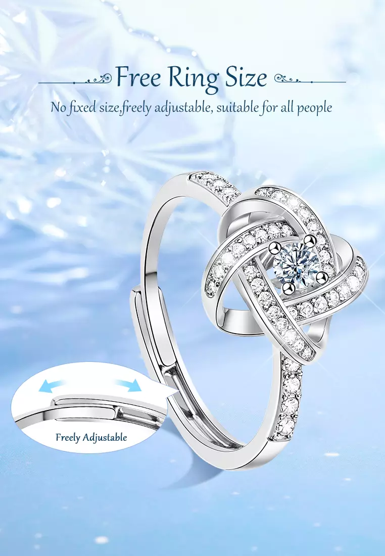 Cincin Wanita Berlian Dilapisi Platinum Perhiasan Cewek Korea Tunangan Rings Original