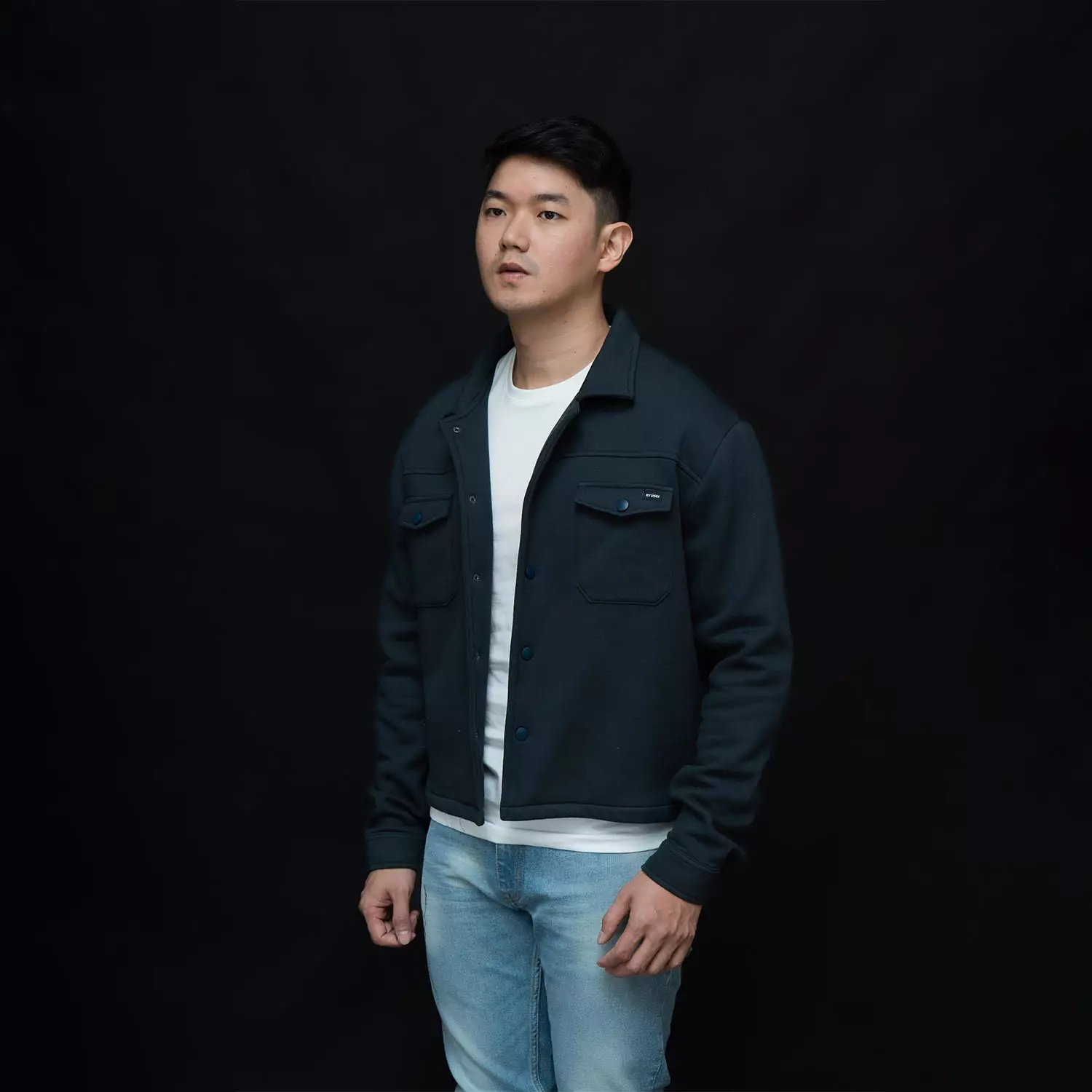 Ryusei Jaket Pria Boxy Fit Fukusaki Dark Navy