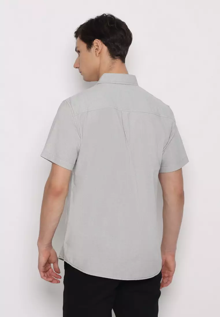 RBJ Kemeja Polos Cotton Oxford Light Grey Regular Fit Pria