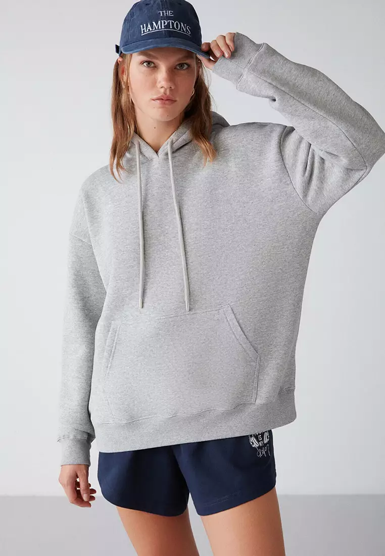 Adel Relaxed Fit Knitted Kangaroo Pocket Hoodie