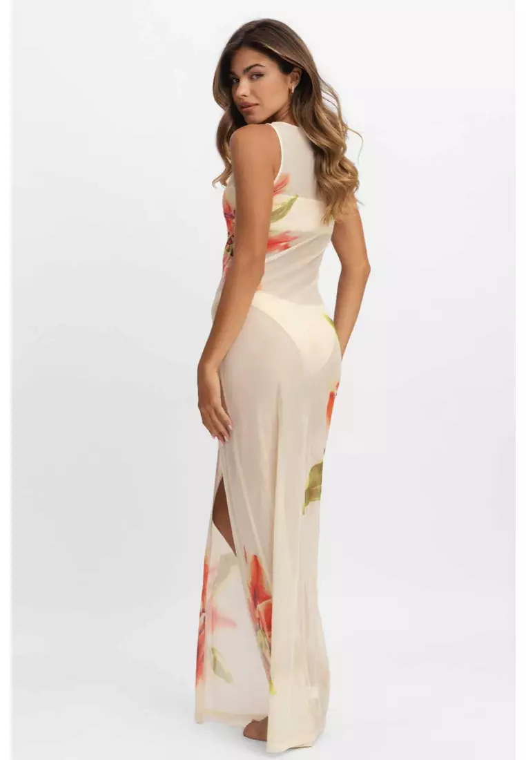 Serena Maxi Mesh Dress / Tiger Lily