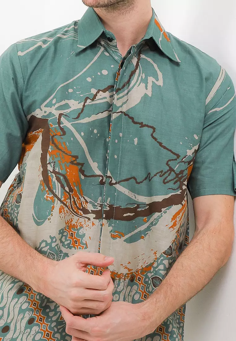 Tyaga Kemeja Batik Premium Pria Casual Modern Lengan Pendek
