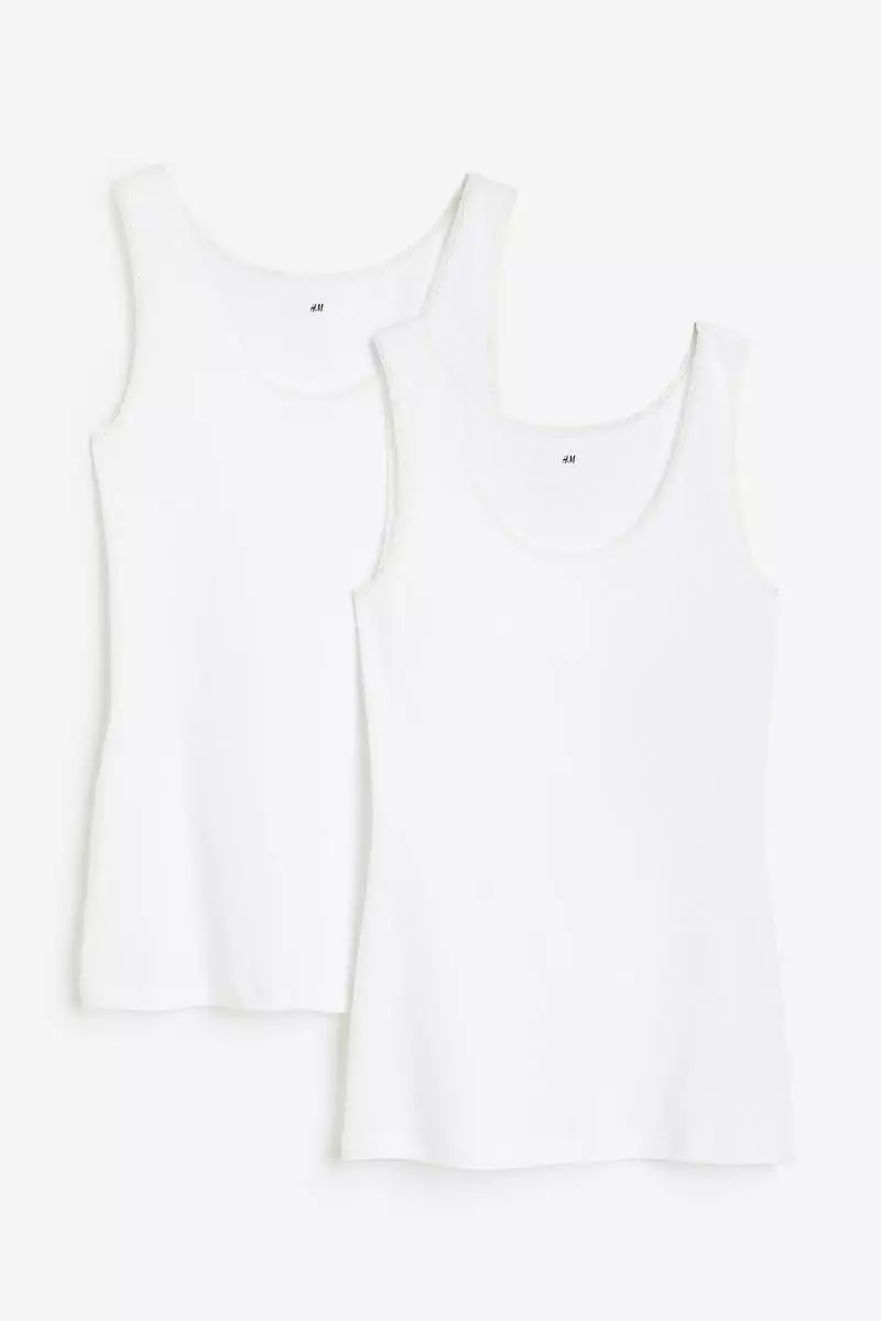 Buy H&M 2-pack lace-trimmed vest tops Online