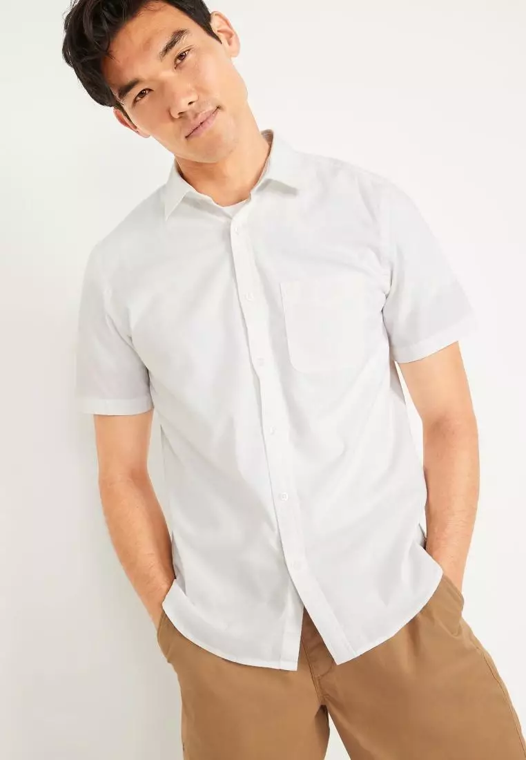 Regular-Fit Everyday Short-Sleeve Linen-Blend Shirt