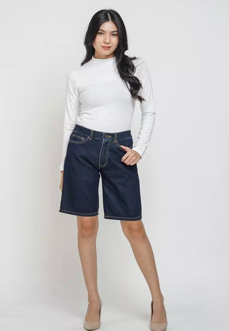 DUST Celana Short Pant Jeans Miku Dark Blue (D. 3441)