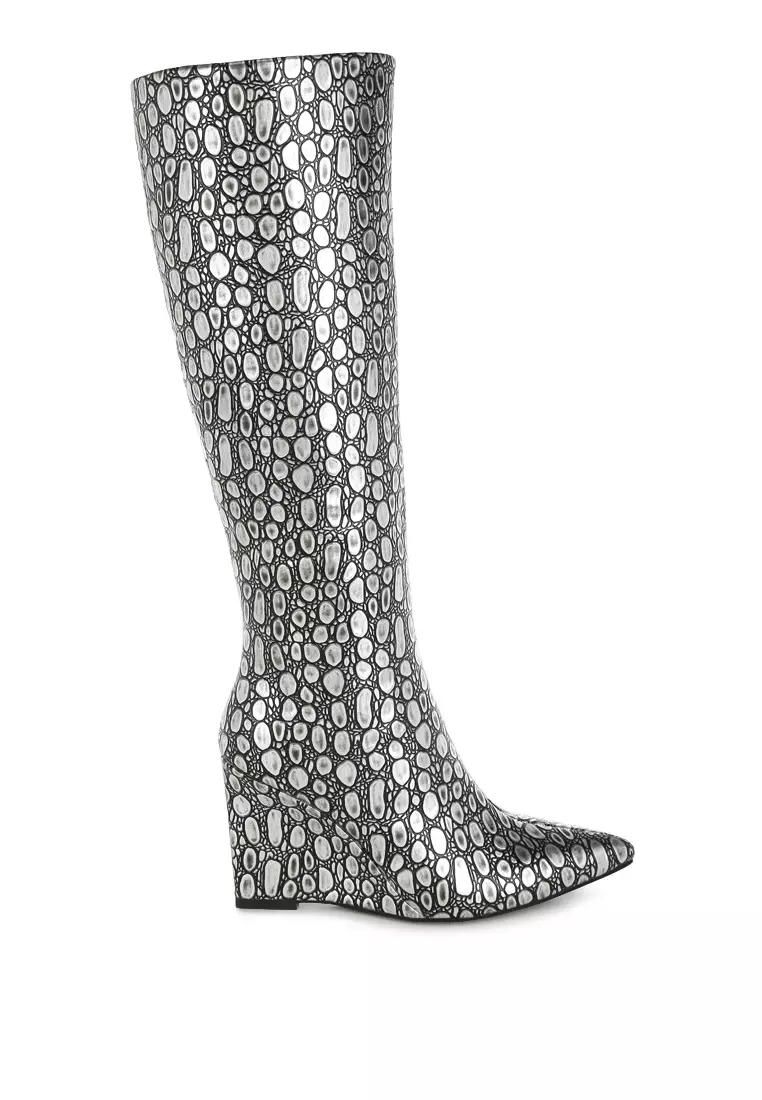 Discount on London Rag  shoes - SKU: Tear Shaped Faux Leather Boots in Black