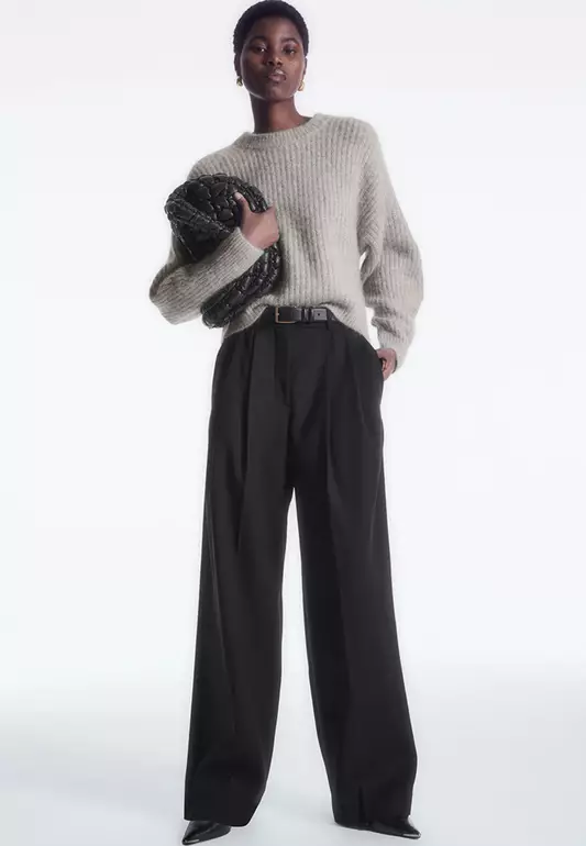 Wide-Leg Tailored Wool Trousers