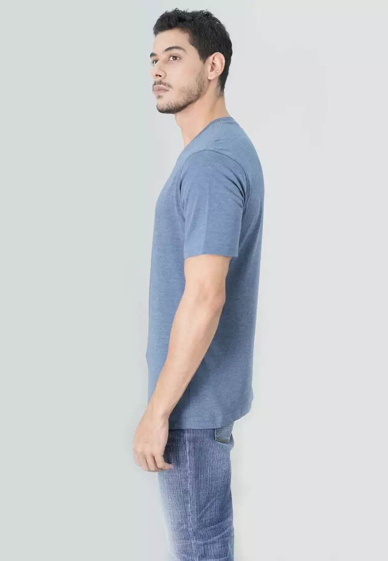 Johnwin - Kaos Essential Regular Fit Warna Biru Muda FTS.622.S484.10.C