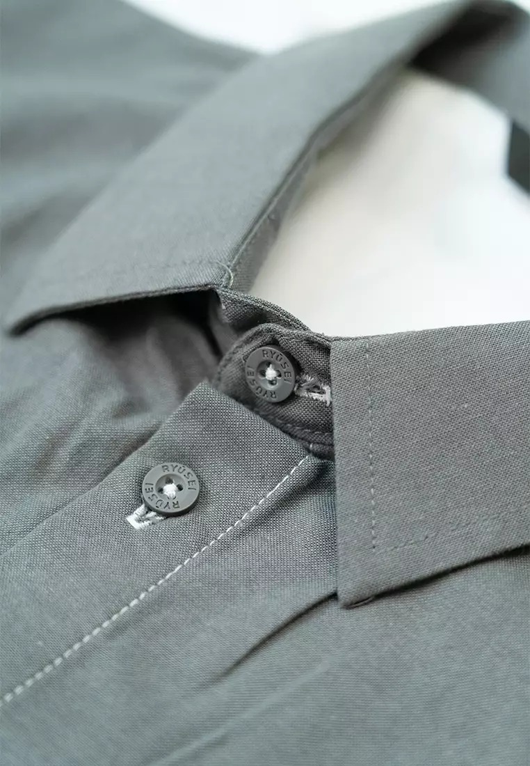 Ramadan Series | Ryusei Kemeja Kerah Biasa Lengan Pendek Takagawa CMB Dark Grey