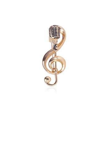 Glamorousky silver Fashion Creative Plated Gold Microphone Music Note Brooch CE1ACACC984FFCGS_1