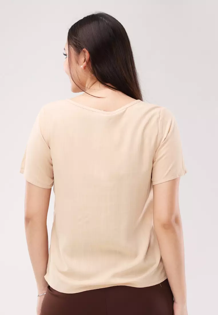 Soft Linen Woven Short Sleeves Blouse