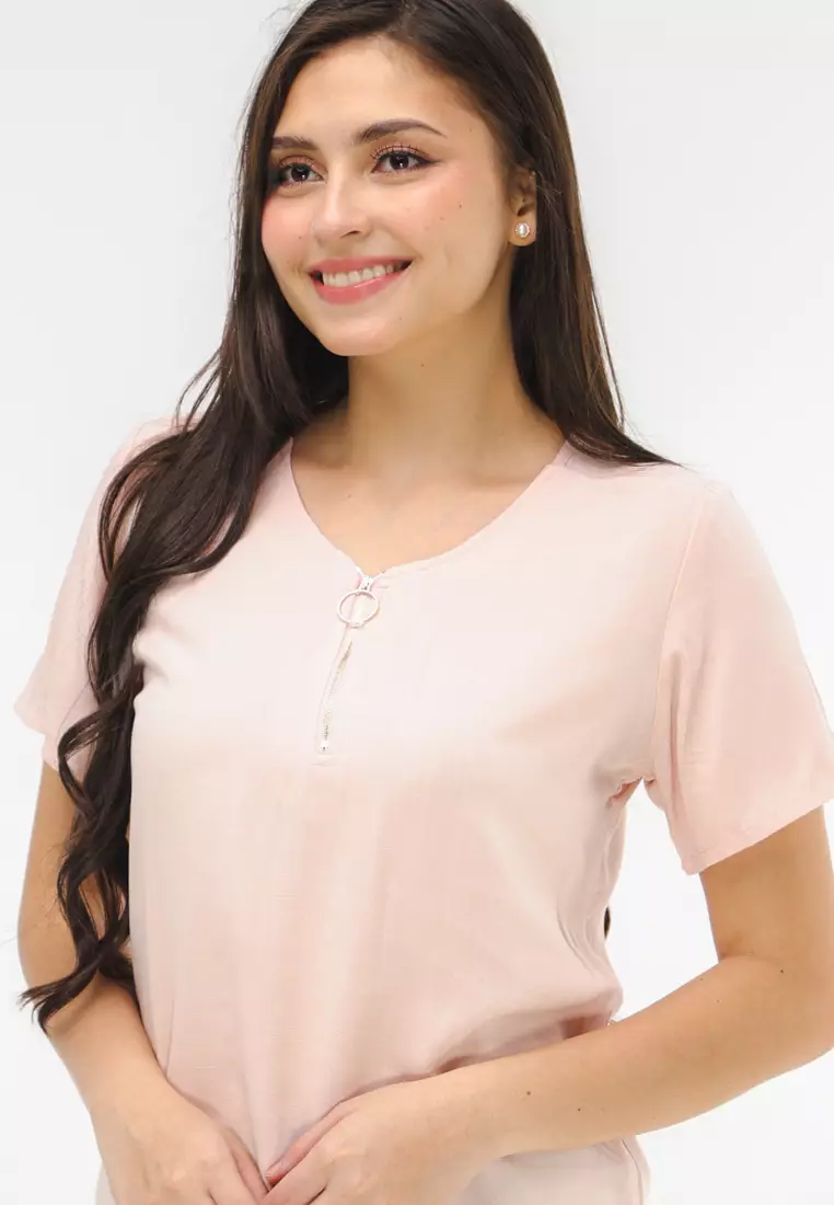 Soft Linen Woven Short Sleeves Blouse