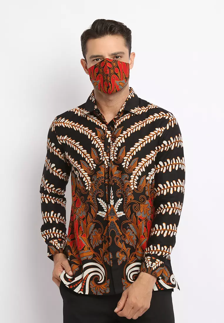 MAGINOT GASENDRA BLACK Batik Slim Fit Lengan Panjang