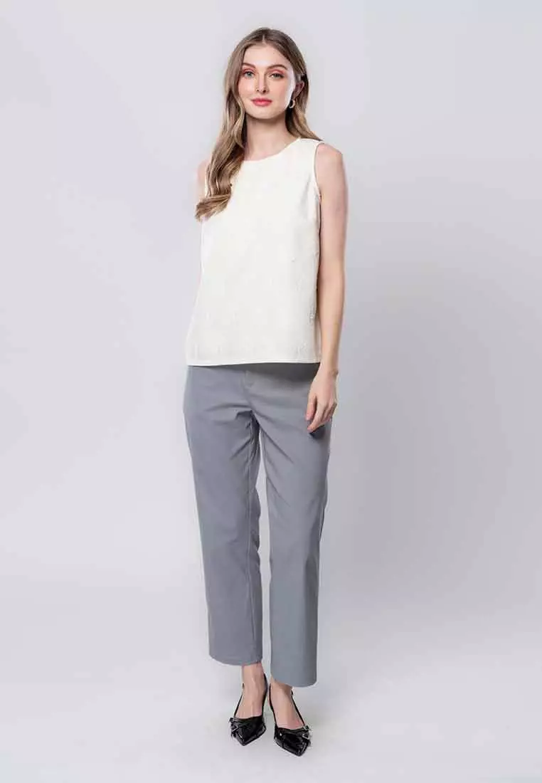 Elysia Rue Floral Embroidered Sleeveless Top