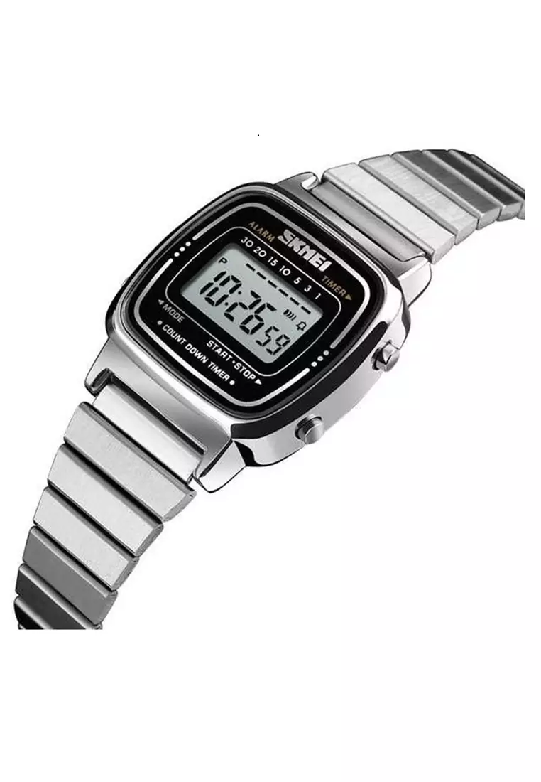Jam Tangan Casual Digital Wanita Waterproof 50m Strap Tali Material Stainless Steel LA60 ORIGINAL