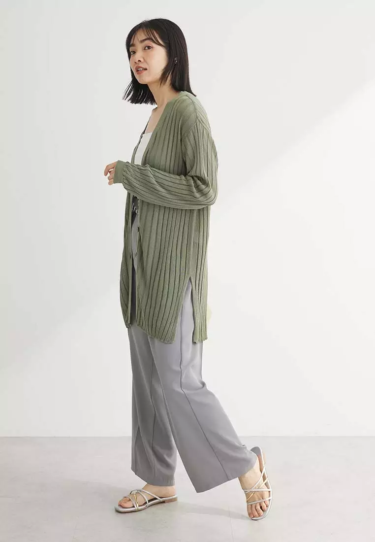 Green Parks - Niigata Knit Ribbed Mid-Length Cardigan