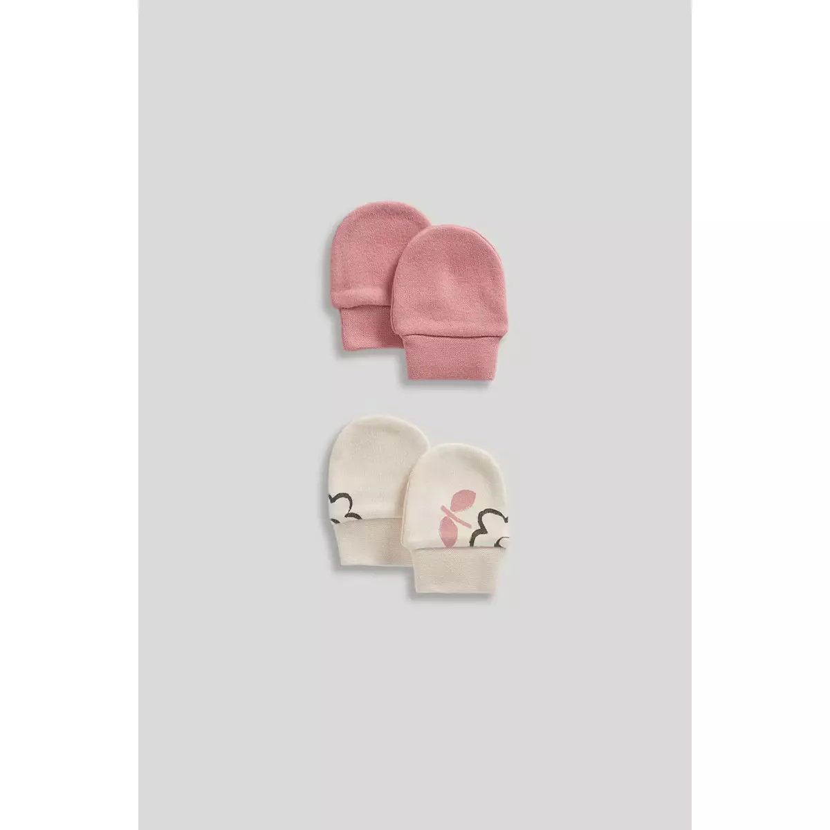 Mothercare Baby Mittens - 2 Pack - Sarung Tangan Bayi Perempuan (Krem)