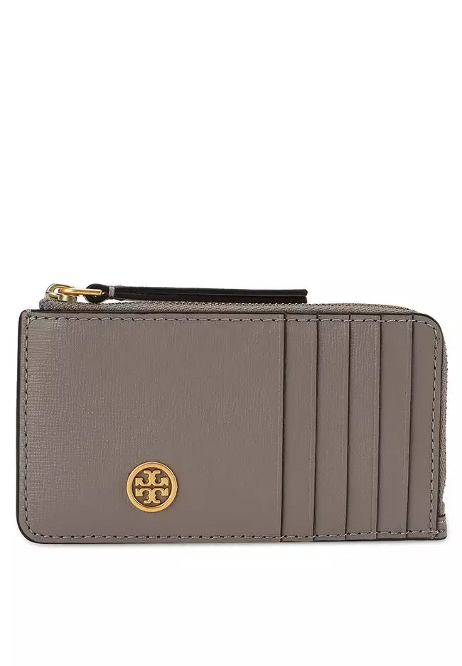 Tory Burch Robinson Patchwork Leather Card Case In Brown